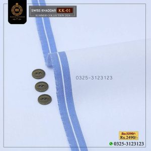 KK-01 Pure White Swiss Khaddi Summer Khaddar
