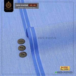 KK-06 Sky Blue Swiss Khaddi Summer Khaddar