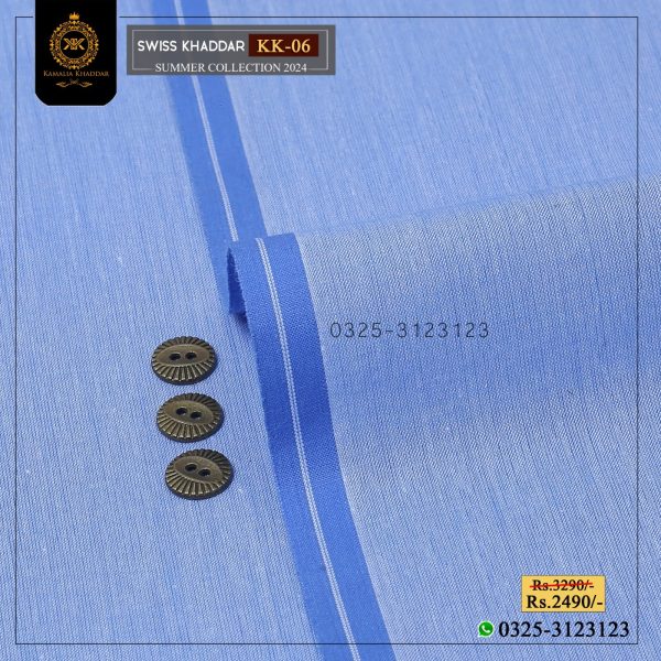 KK-06 Sky Blue Swiss Khaddi Summer Khaddar