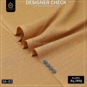 SK-03 Camel Check Designer Summer Khaddi